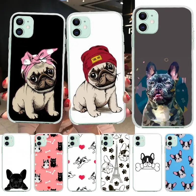 Чехол для телефона с рисунком французского бульдога мопса чехол iPhone 11 pro XS MAX 8 7 6 6S