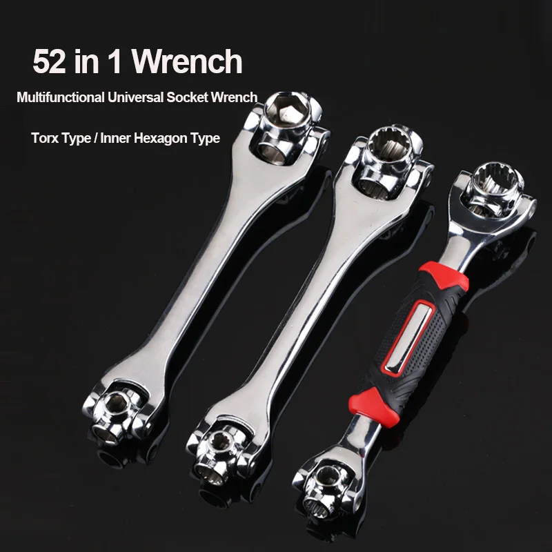 

Tiger Wrench Tools Universal Wrench 52 in 1 Multifunctional Socket Wrench Set 8 in 1 360 Degree Rotation 8-21mm
