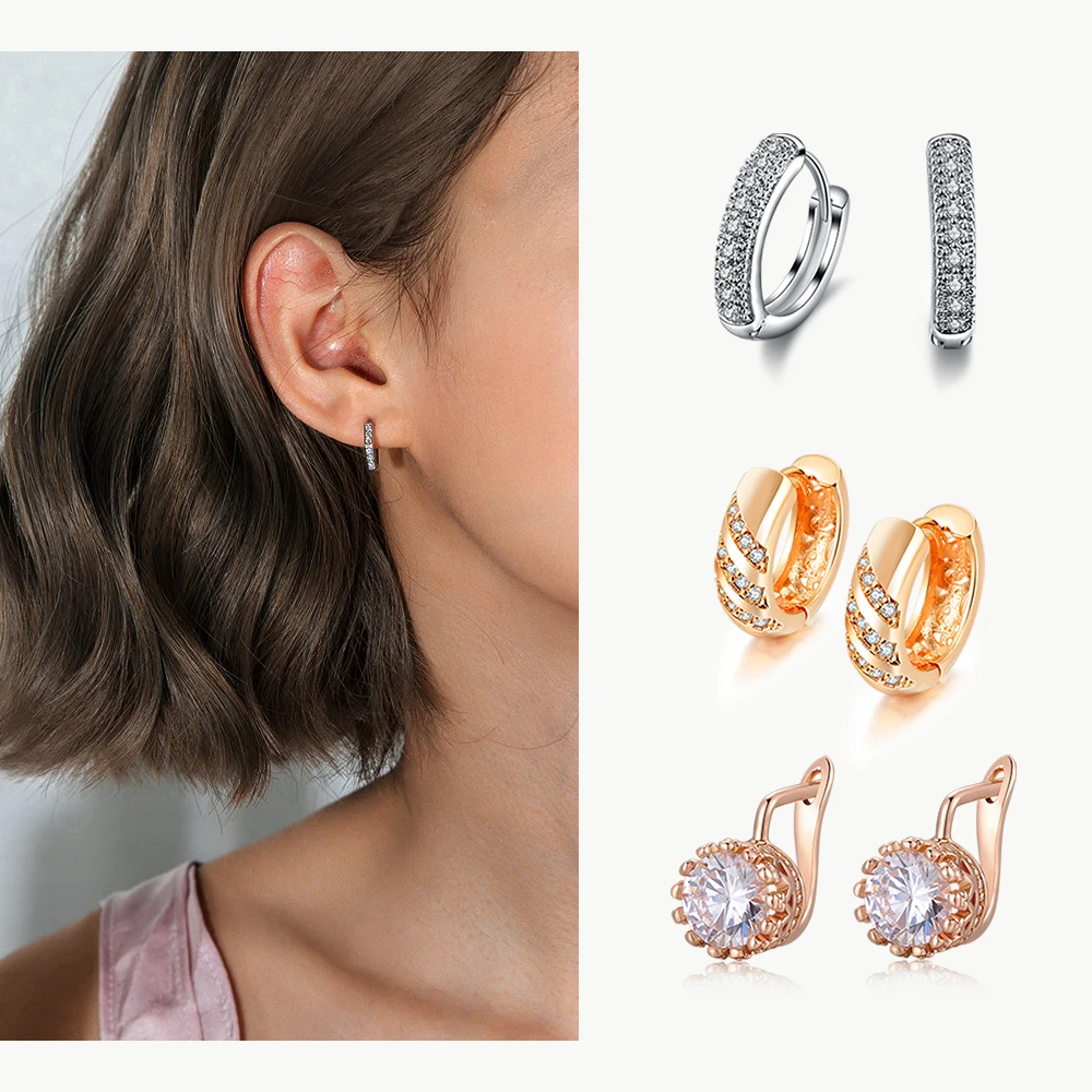 Женские классические серьги гвоздики с 6 когтями Прозрачные Серьги цвета