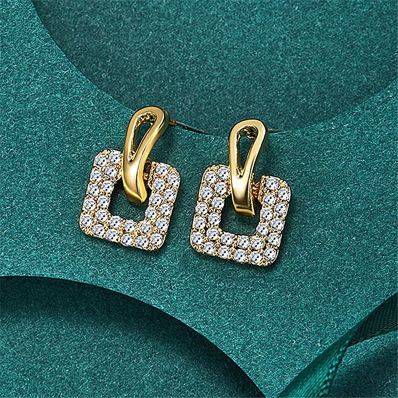 

925 Silver Earrings For Women Geometric Contracted Zircon Ear Studs Small Delicate Elegant Earrings New Fashion Jewelry