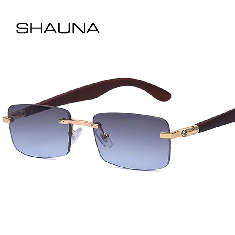 

Мужские и женские очки без оправы SHAUNA, маленькие прямоугольные солнцезащитные очки в стиле ретро с градиентом и квадратными линзами UV400