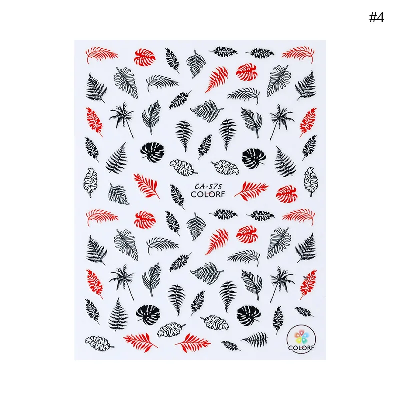 3D стикер для дизайна ногтей Осенний цветной листик торта смешанные узоры