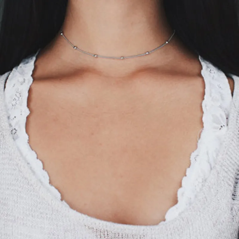 Женское колье-чокер с медными бусинами модное минималистичное Модная бижутерия