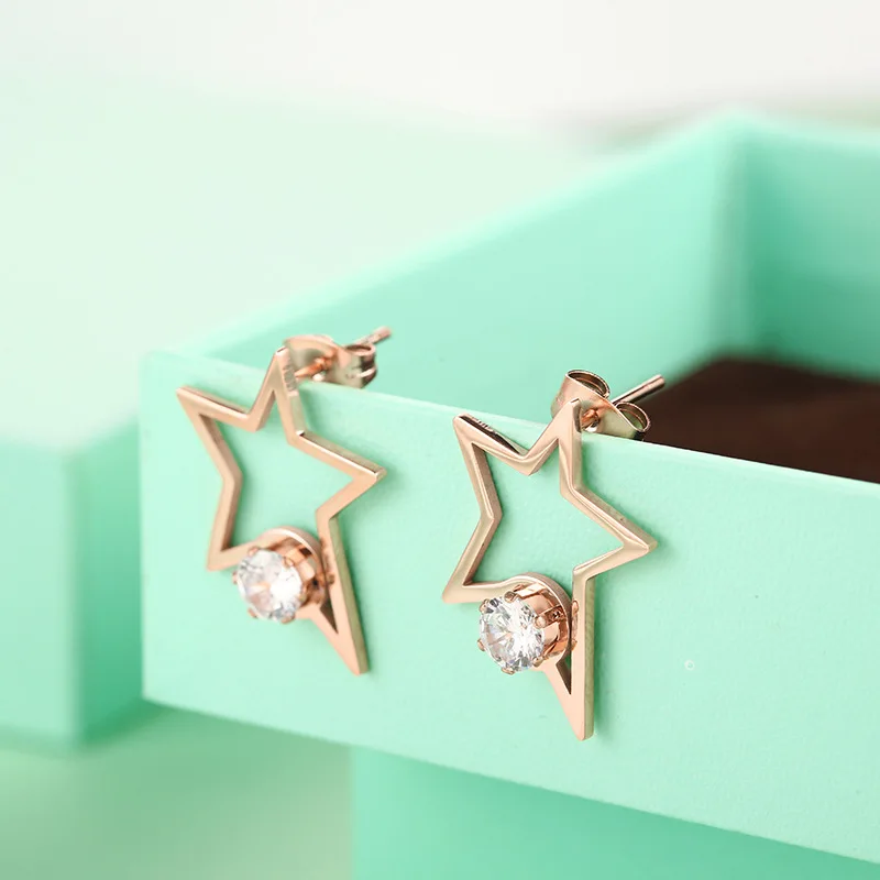 Серьги гвоздики из нержавеющей стали для женщин розовое золото форма