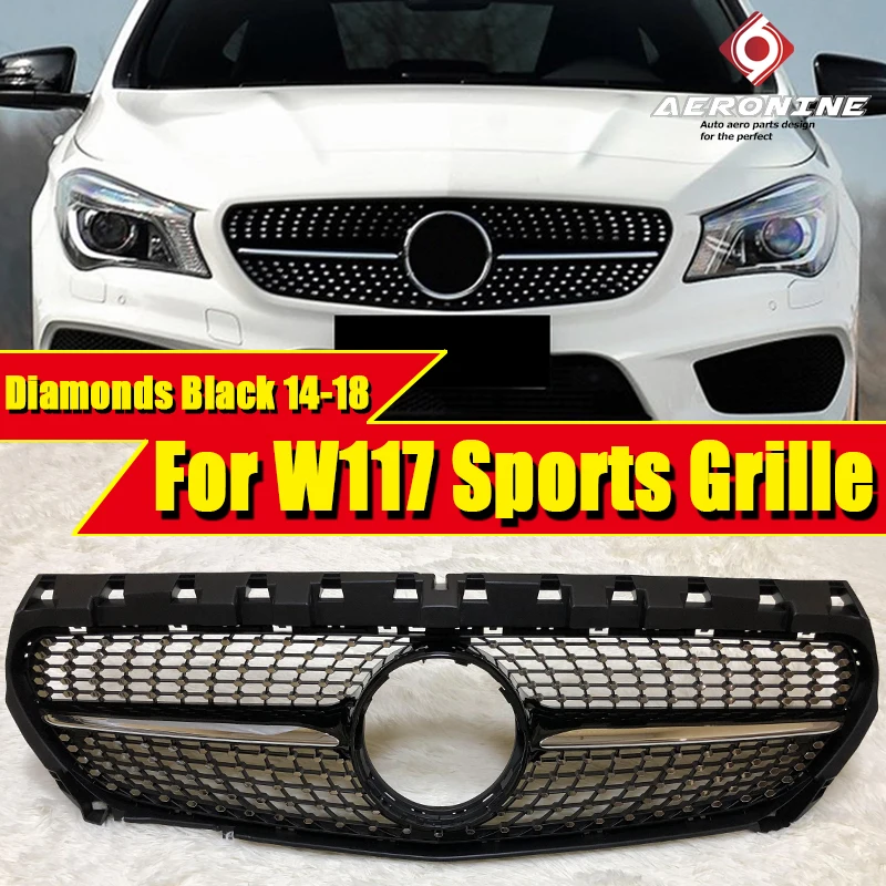 Для Mercedes MB X117 C117 W117 CLA спортивный бампер Передняя Бриллиантовая решетка гриль ABS