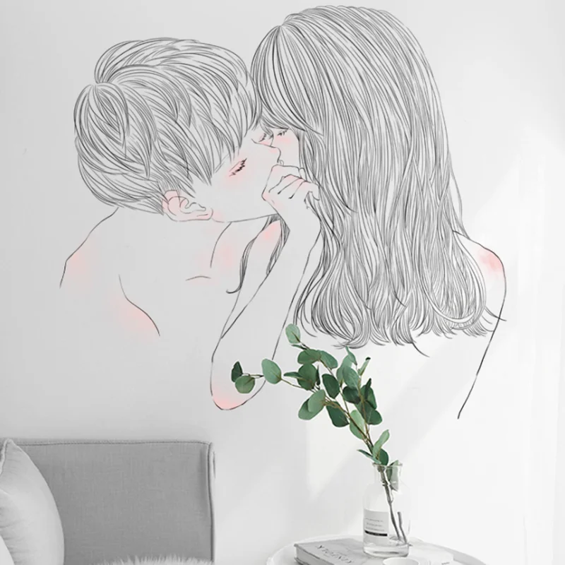 Художественные настенные Стикеры для пар наклейки украшения спальни гостиной