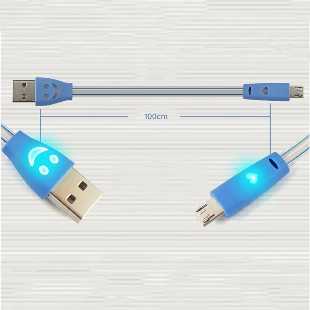 1 м светодиодный светящийся зарядный кабель Micro usb для мобильного телефона