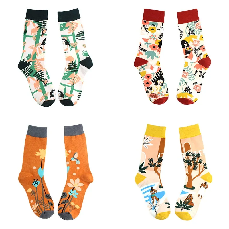 Женские носки в стиле Харадзюку яркие забавные хип хоп для осеннего или зимнего