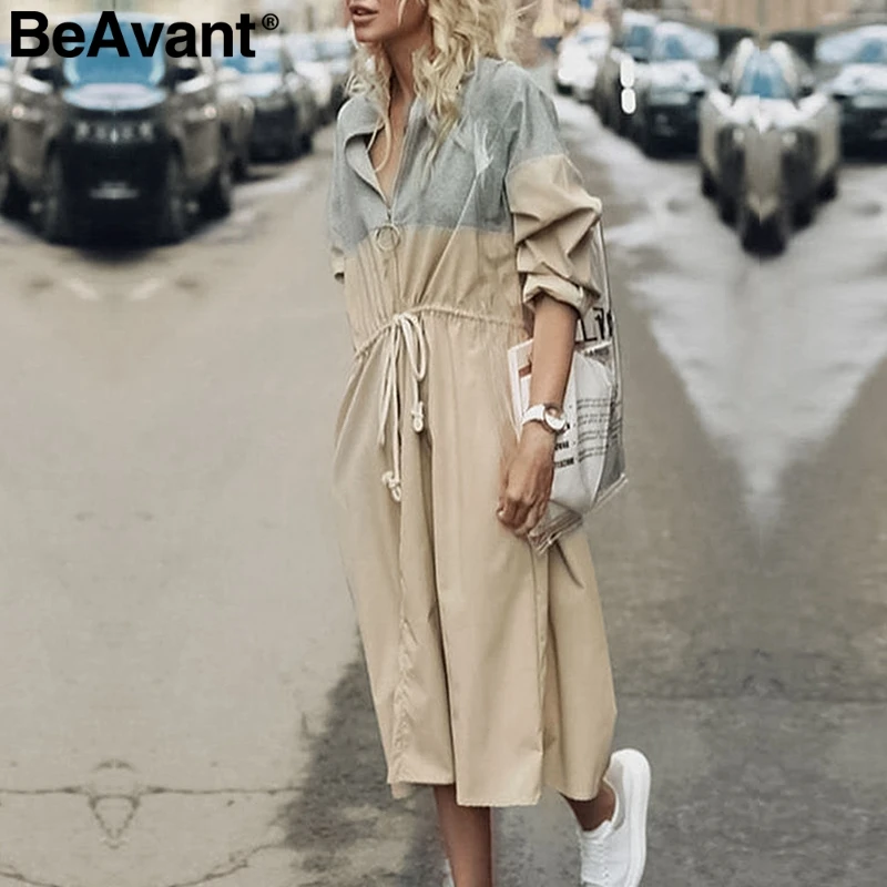 Женский Повседневный тренчкот BeAvant длинный хлопковый на молнии с длинным рукавом