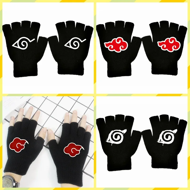 

Anime One piece Glove Ninja Sasuke Kakashi Half Finger Gloves Cotton Warm Winter Student Kids Gift Cosplay Accessories