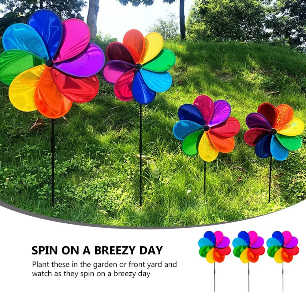 

3Pcs Playful Kids Windmill Children Outdoors Decor for Courtyard Colorful