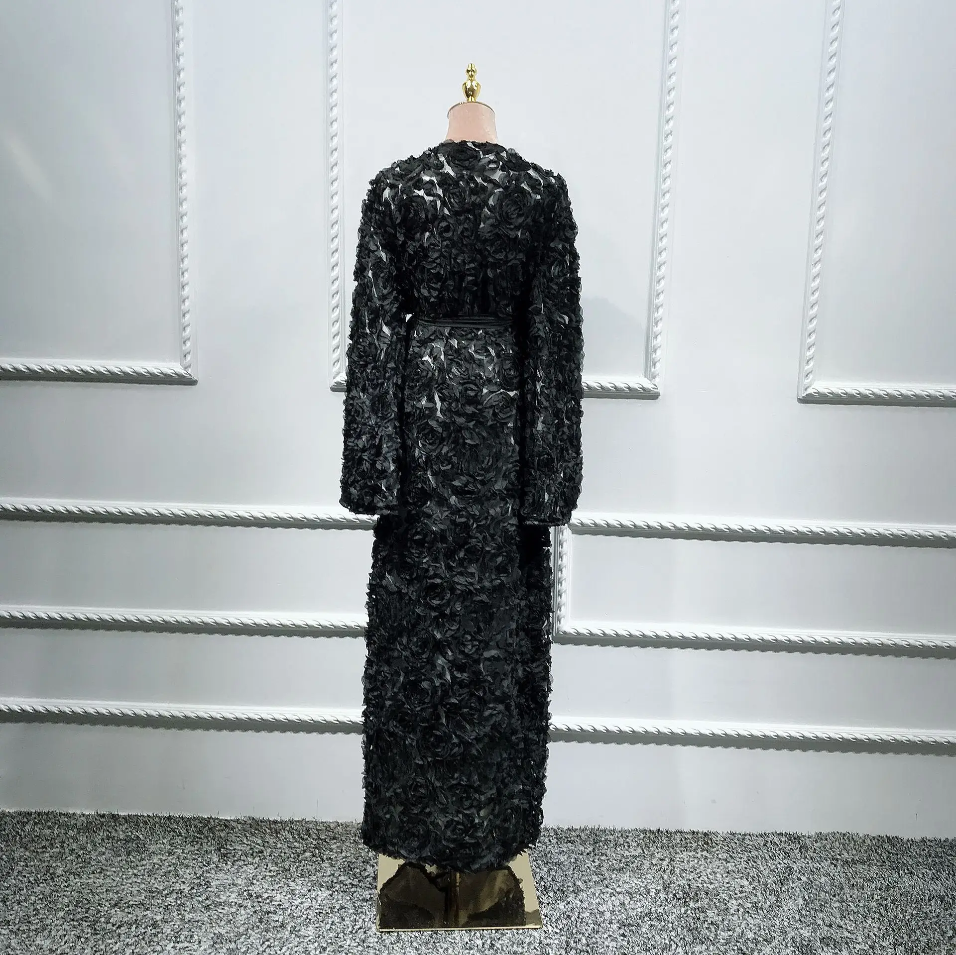 Женское длинное платье-кардиган элегантное вечернее платье с цветочным кружевом