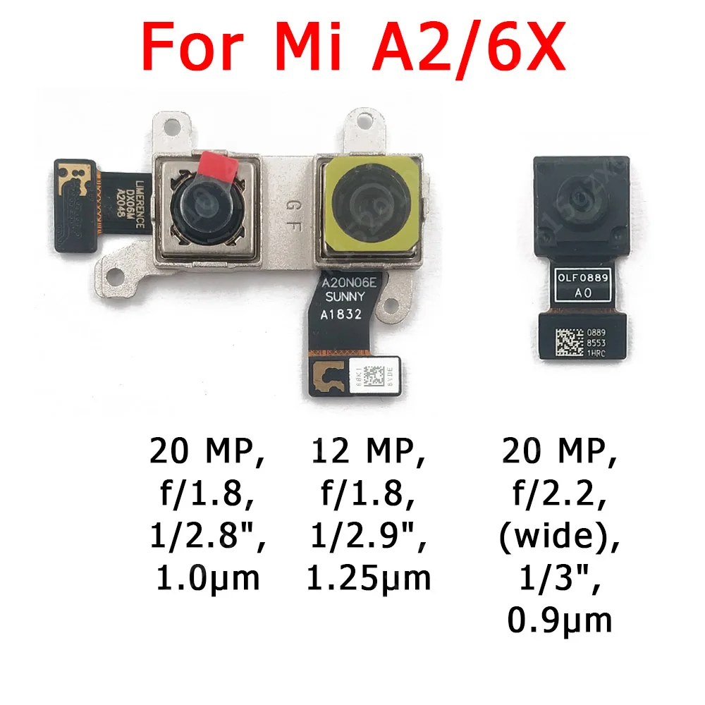 Оригинальная фронтальная и задняя камера для Xiaomi Mi A2 6X основной фронтальный