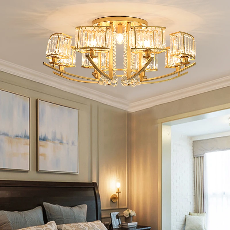 

С украшением в виде кристаллов потолочные светильники золото светодиодный потолочный светильник для гостиной Кухня обеденный стол соврем...