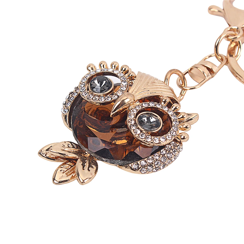 

Cute Owl Keychain Crystal Keyring Rhinestone Purse Pendant Handbag Charms