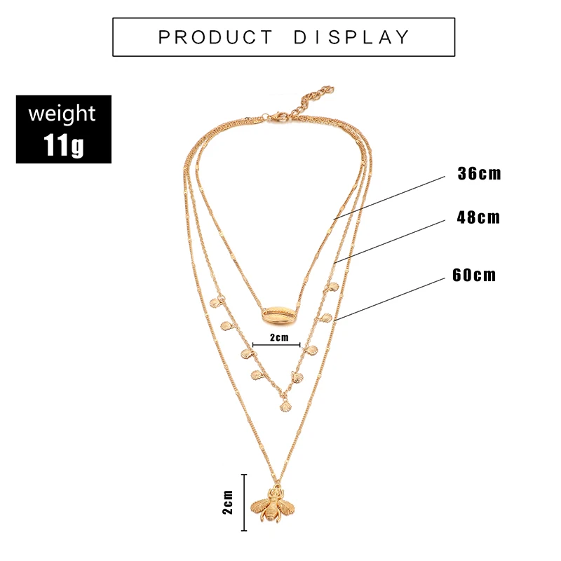 Подвеска Tocona многослойная цепочка подвеска в виде пчелы ожерелье для женщин