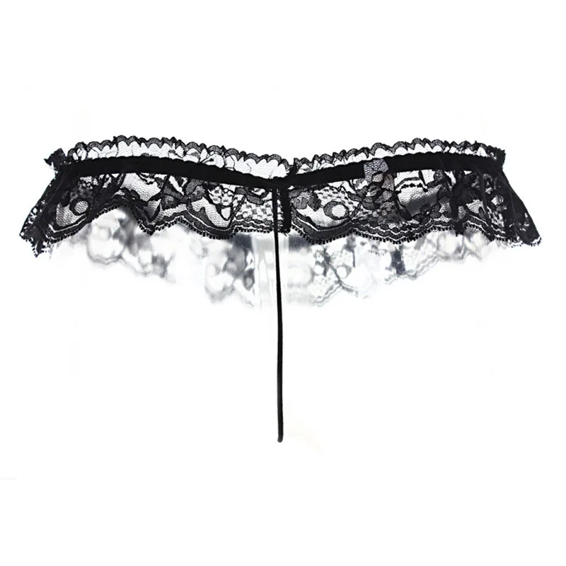 Women Sexy Lace Panties Open Crotch Thong G-Strings with Pearls Massaging Bead Crotchless Erotic Underwear for Sex Lingerie Toys |