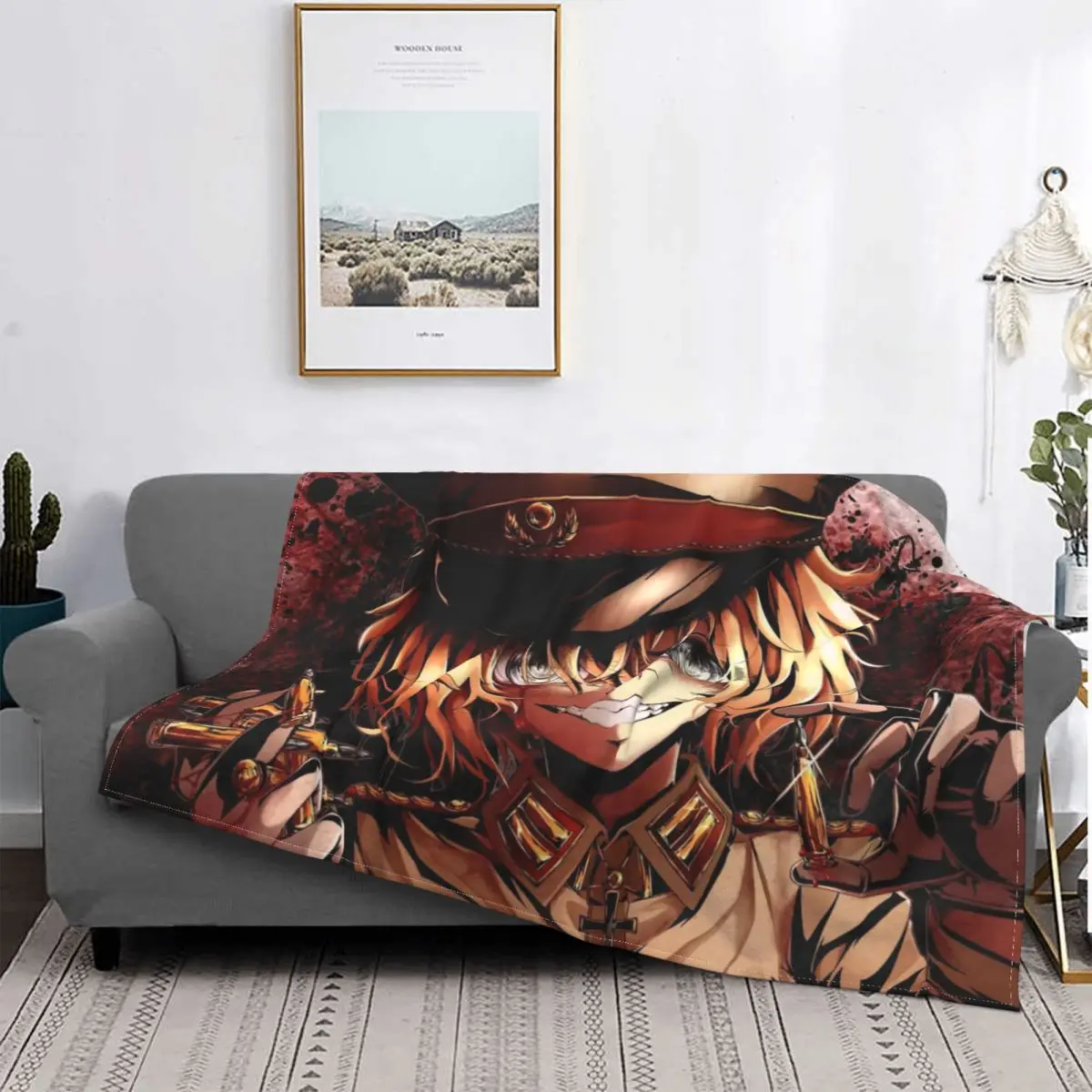 

Youjo Senki Viktoriya Ivanovna Serebryakov War Manga Blanket Flannel Decoration With Blood Portable Home Bedspread