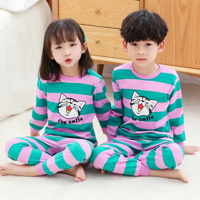 Детские повседневные пижамы комплект одежды для мальчиков и девочек с животными