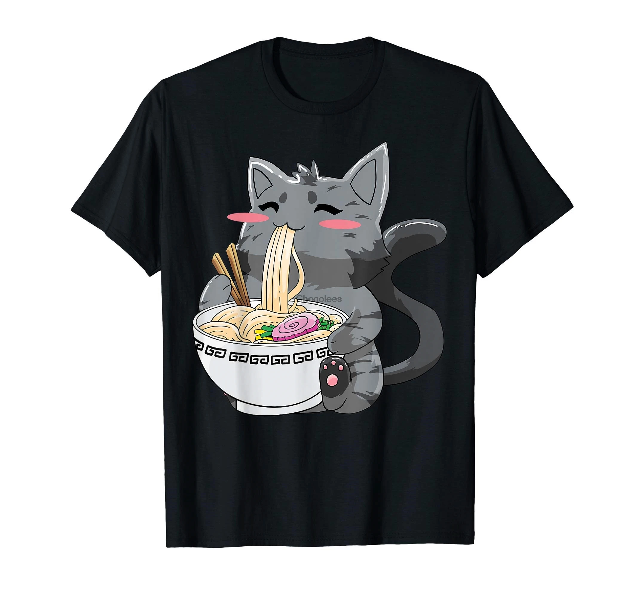 Аниме рамен кошка кавайная Neko Подарочная футболка | Мужская одежда