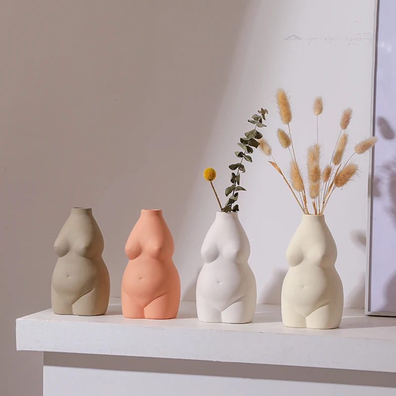 

Ceramic Decorative Flower Vase Table Decoration Living Room Crafts Creative Body Vase Nordic Home Decoration Human Sculpture
