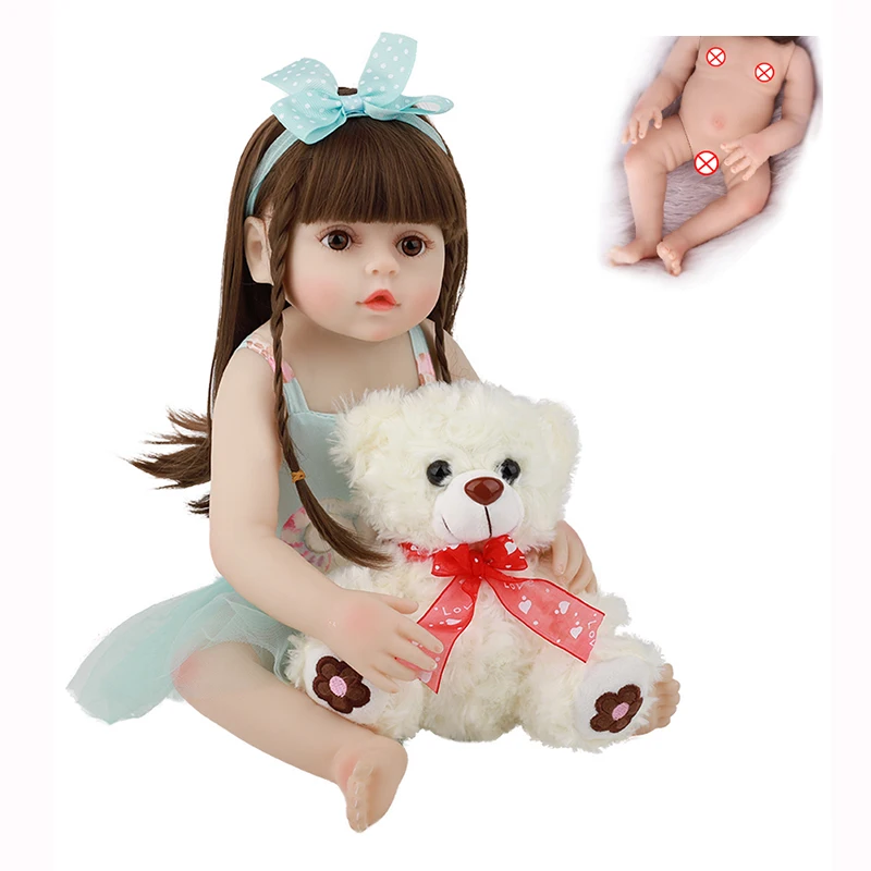 

New!19 Inch Reborn Doll Soft Silicone Reborn Boneca Menina Dolls Lifelike Realistic Bath Toy For Girl Birthday Christmas Gift