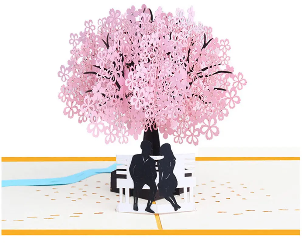 3D стерео поздравительная открытка с романтическим цветком вишни отличный