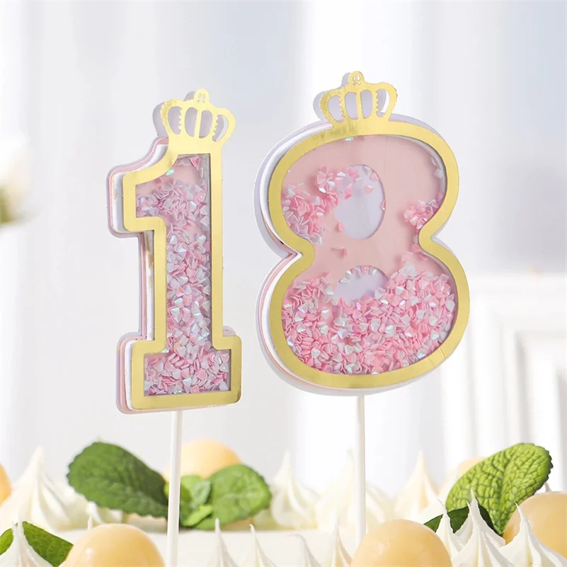 

Happy Birthday Cake Topper for Birthday Party Decoration Kids Adults Baby Shower Baking Supplies Number Cakes Dessert Decor
