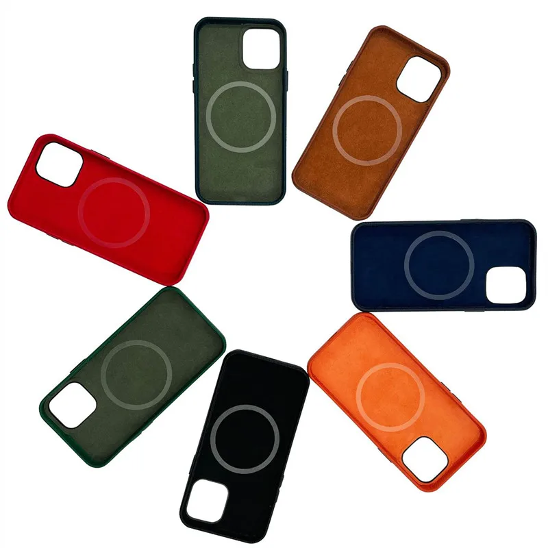 

Mobile Phone Case Leather Wireless Charging Magnetic Case For iPhone 12 Mini 12pro 12pro Max For MagSafe Protective Sleeve