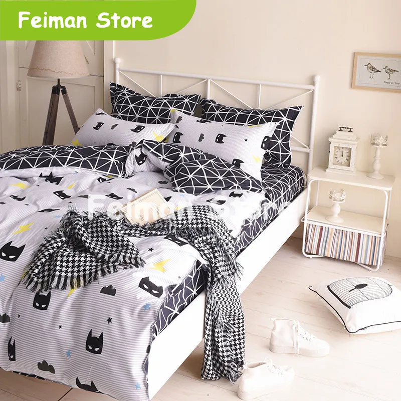 Бэтмен Маска принт постельных принадлежностей мультфильм стиль белый цвет дети