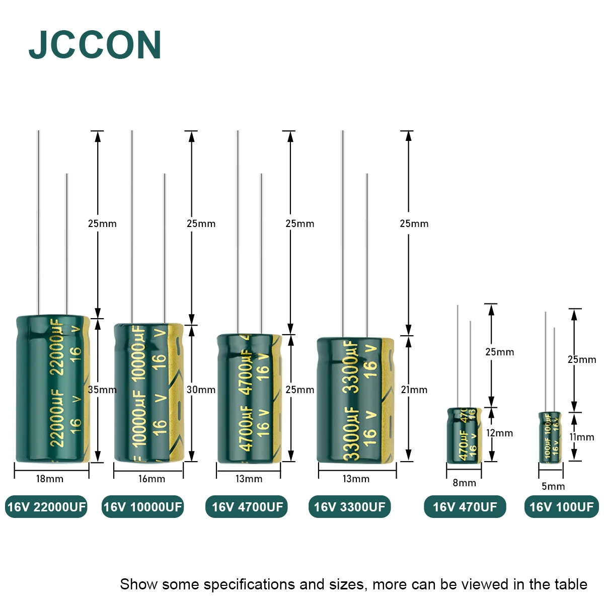 JCCON Aluminum Electrolytic Capacitor High Frequency Low ESR 16V 100UF 220UF 470UF 680UF 1000UF 1500UF 2200UF 3300UF 10000UF | Электронные