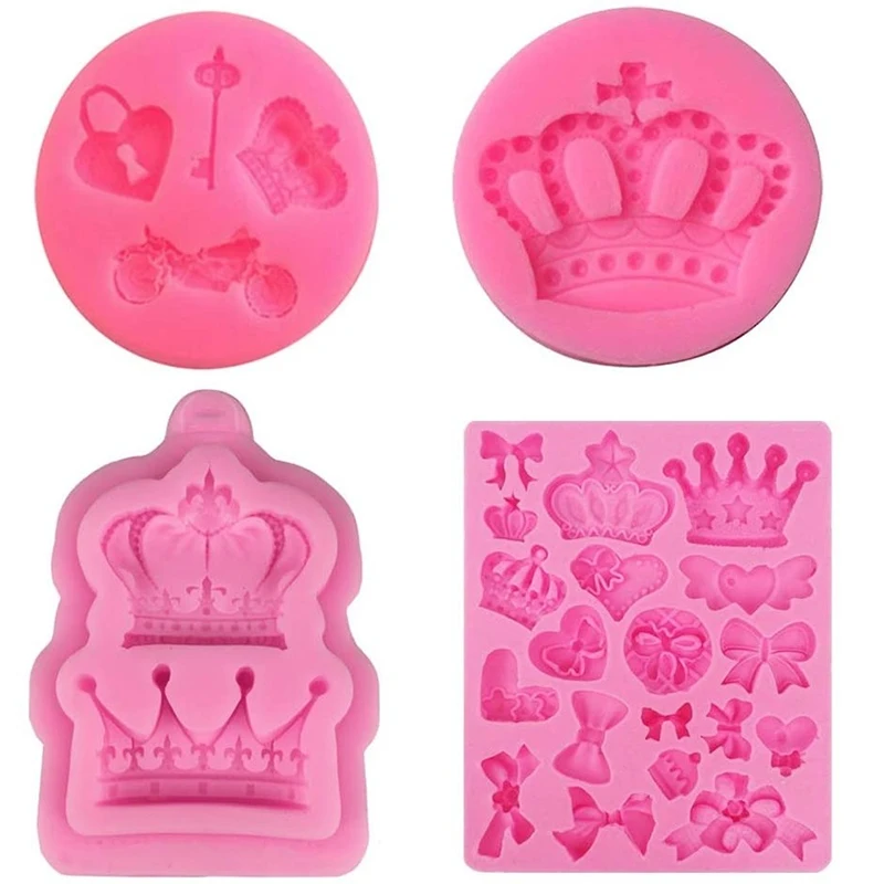 

Crown Fudge Silicone Mold Bowknot Crown Heart Shaped Mold Suitable for Sugar Craft Chocolate Pastry Jewelry Clay Resin Mold