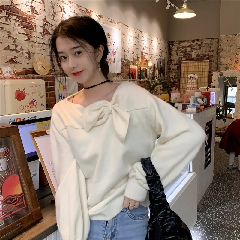 

Bow Puff Sleeves Fashion All-match Oversize Womens Clothing Blouses Spring/Autumn Korean Clothes Simple Commute Neutral Trend