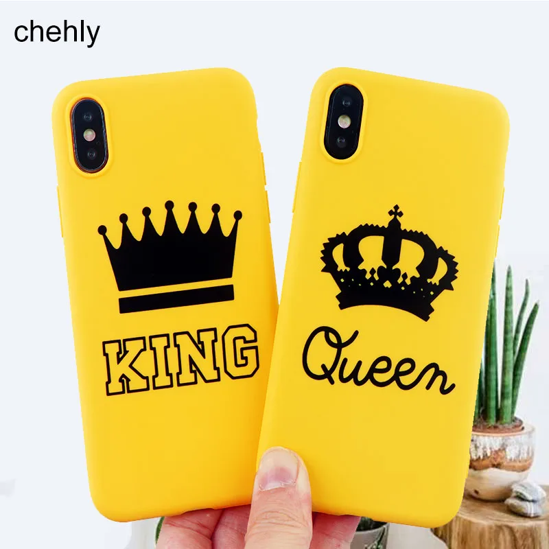 Милый чехол для телефона с короной Iphone 6s 7 8 11 Plus Pro X XS Max XR King Queen Solf силиконовый