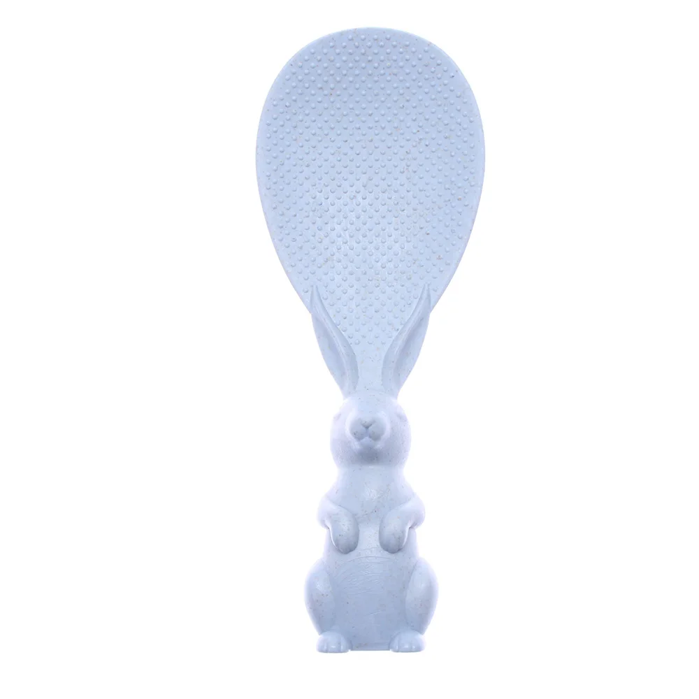blue Кролик в форме стоячих кроликов рисовое весло NonSticky ложка здоровье пластик милый - Цвет: blue