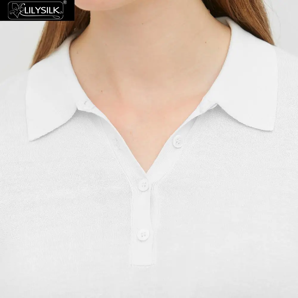 LilySilk шелковая трикотажная рубашка поло женская элегантная Новинка Бесплатная