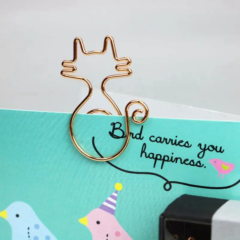 Розовое золото 8 шт./кор. Kawaii Cat Бумага зажимы закладки планировщик инструменты