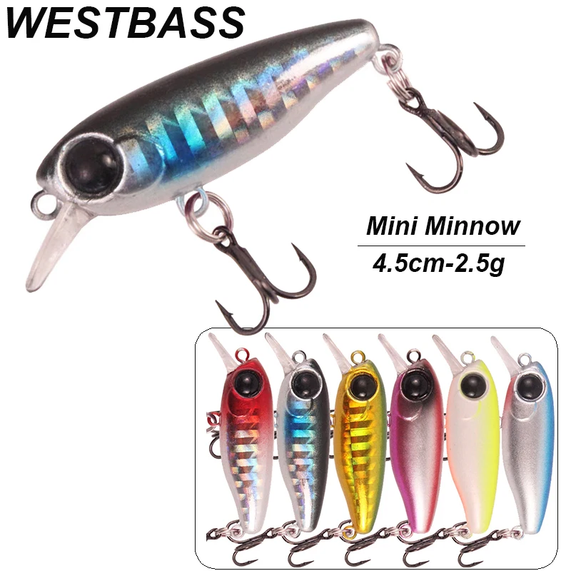 

WESTBASS 1PX Noisy Minnow Baits 45mm-2.5g Micro Fishing Lures Sinking Hard Wobblers Shore Trolling Jerkbait Swimbait Isca Pesca