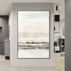 Абстрактная Картина на холсте бежевого и серого цветов, плакаты и принты, современные минималистичные настенные картины для декора гостиной