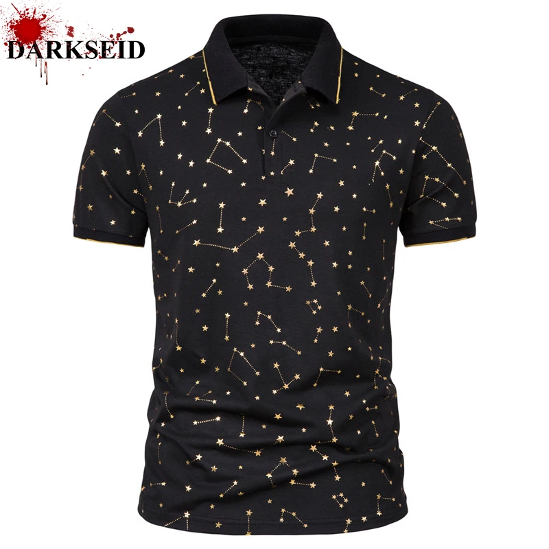 

2022 summer new men's star chain bronzing printing Polo shirt fashion casual men's short-sleeved T-shirt business office T-shirt