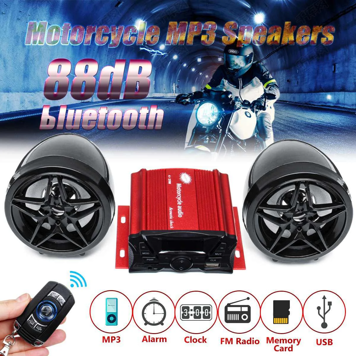 

Bluetooth-Колонка для мотоцикла, с пультом ДУ
