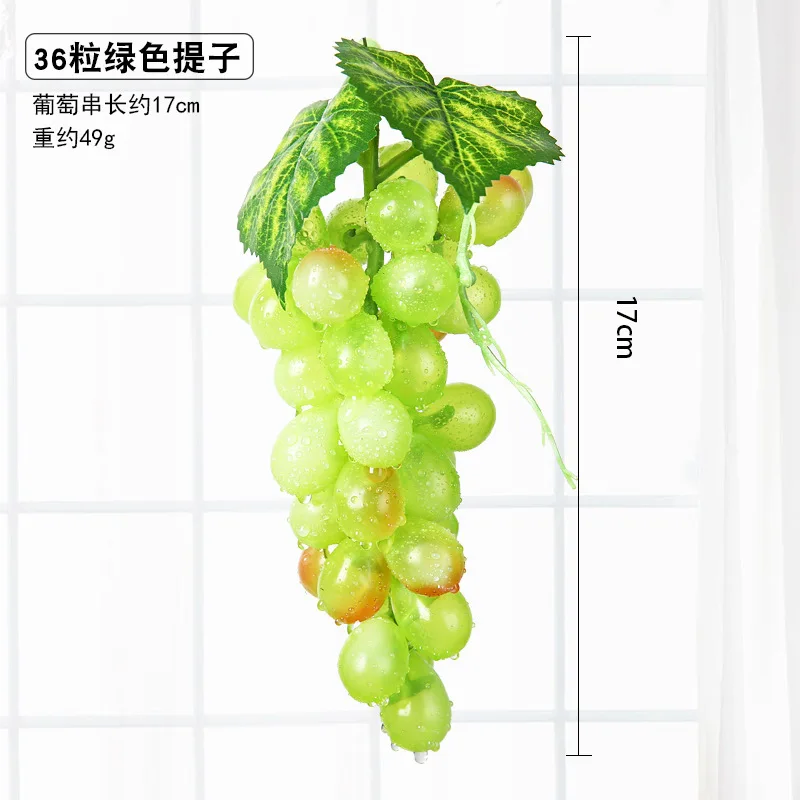 Real Touch Artificial Fruit Grapes Plastic Fake Leaves Christmas Home Garden Wedding Party Decoration Food Photography Props - Цвет: 36 Heads Green