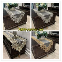 chinese modern lace embroidered trim table runner set tv wall cabinet piano cover christmas wedding tablecloth camino de mesa