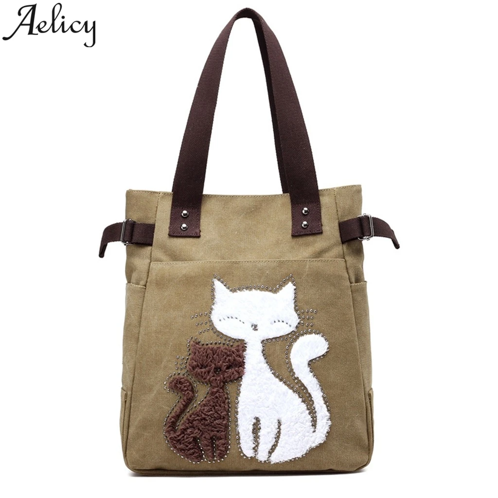 Женская Холщовая Сумка через плечо Aelicy повседневная однотонная холщовая