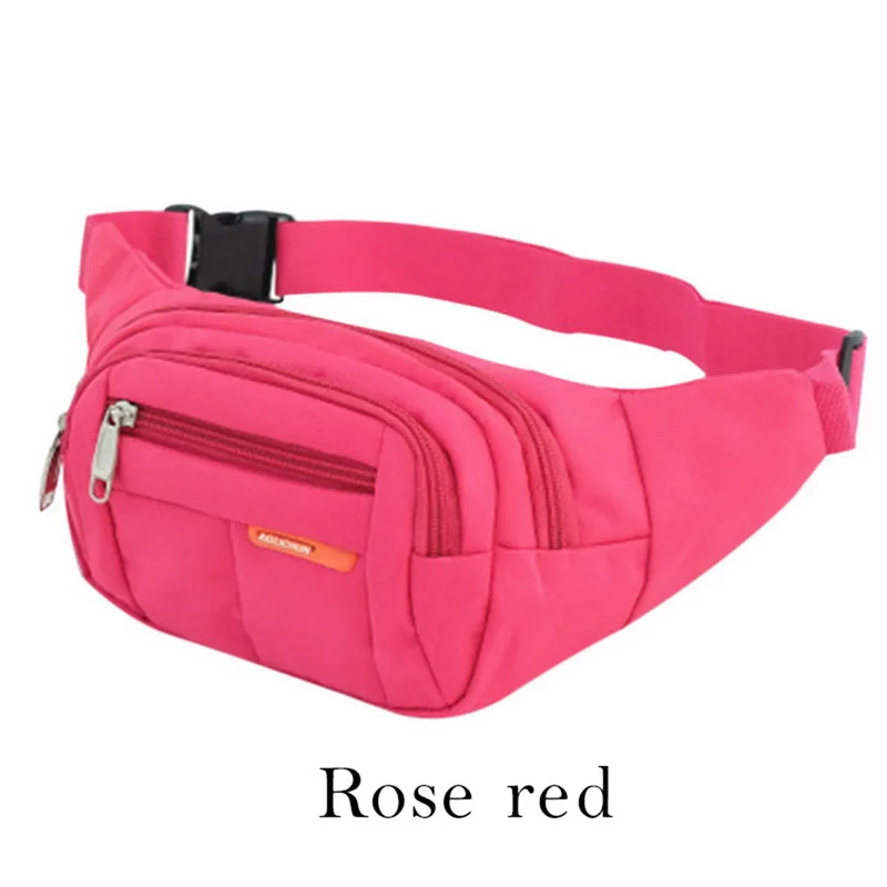 Rose Red2 WENYUJH поясная сумка, модная Женская Мужская поясная сумка, цветная поясная сумка унисекс, поясная сумка, сумка для мобильного телефона на молнии, сумка на пояс - Цвет: Rose Red2
