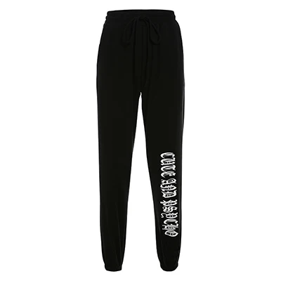 Black Pants Rapwriter Модные женские спортивные штаны с полосками по бокам и буквами, осень, Стрейчевые узкие уличные брюки-карго с высокой талией для бега - Цвет: Black Pants