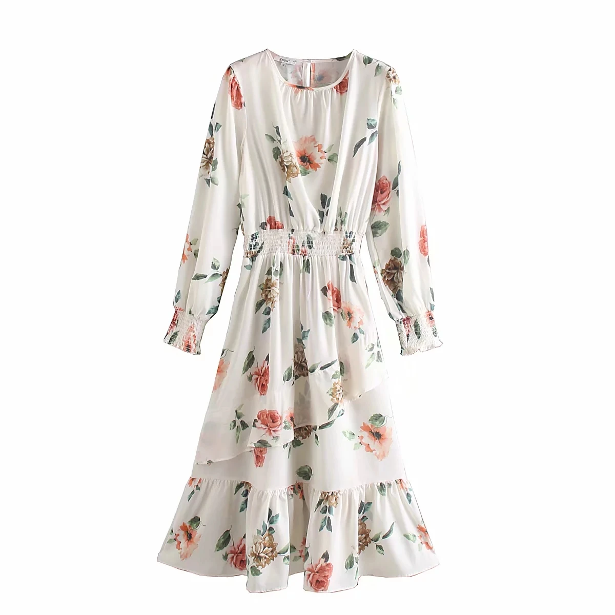 Женское модельное Платье макси с оборками элегантное белое платье цветочным