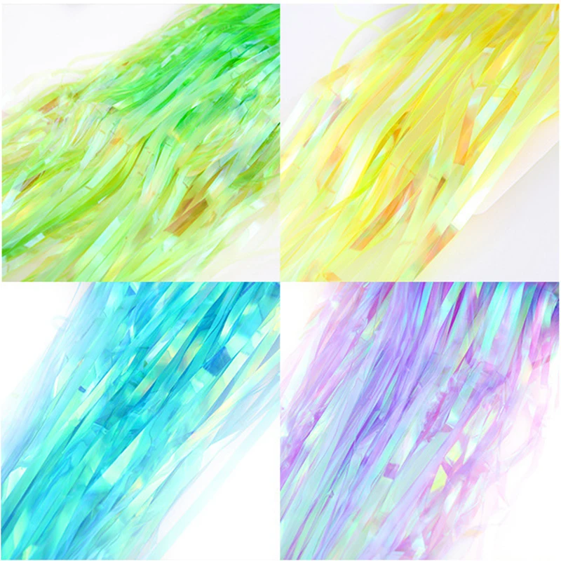 

Zerolife Colorful Metal Foil Rain Tinsel Curtain Party Birthday Wedding Christmas Decor For Home Baby Shower Background Props