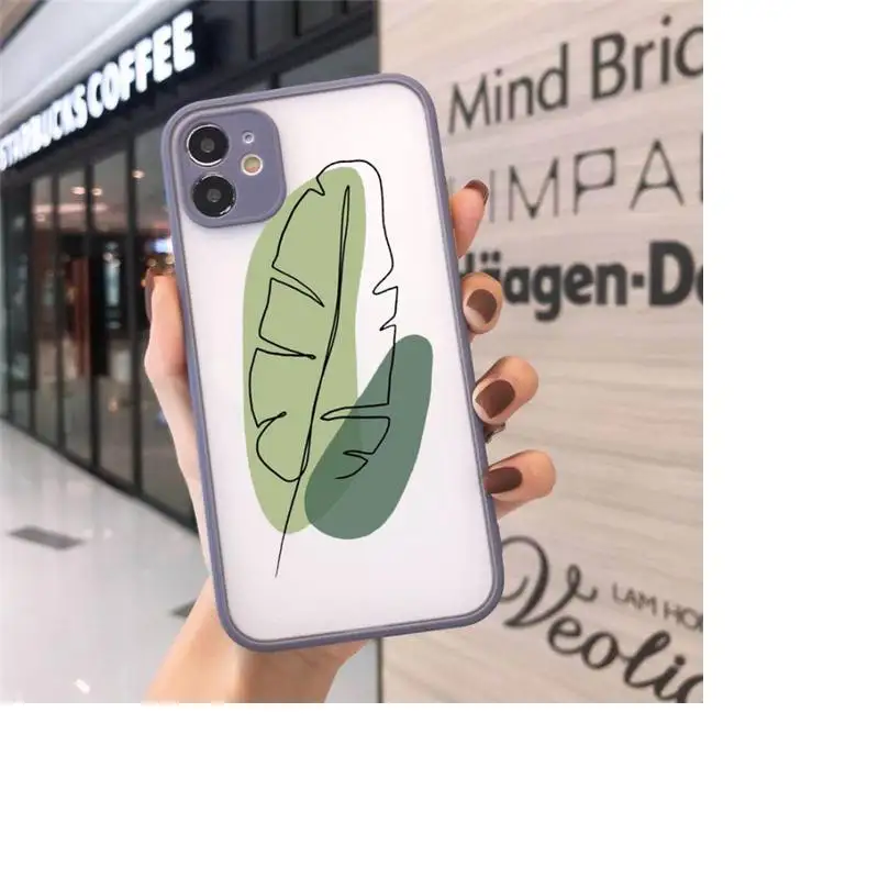 

Art leaf flower design retro Phone Case Matte Transparent for iPhone 7 8 11 12 s mini pro X XS XR MAX Plus cover funda