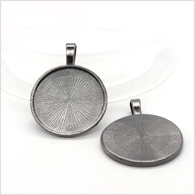 

1-5PCS 25mm Round Alloy Base Jewelry Tools Time Gemstone Base Necklace Pendant DIY Jewelry Accessories
